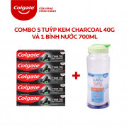 [HB Gift] Combo 5 Kem đánh răng Charcoal 40g và 1 bình nước 700ml